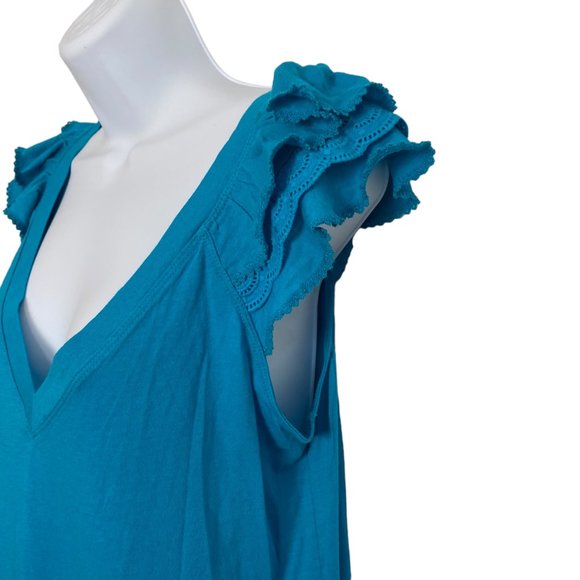 (5-154) NWT - Women's Old Navy V-Neck Turquoise Shirt - Picture 4 of 11